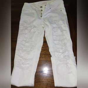 American Eagle Outfitters White Tom Girl Size 0 Ripped Jeans